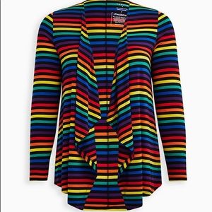 Torrid Rainbow Striped Drape Cardigan size 00